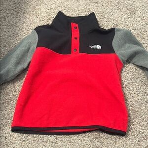 The North Face Kids' Red and Gray Fleece Pullover